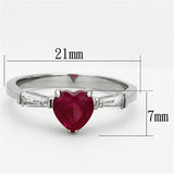 High polished (no plating) Stainless Steel Ring with AAA Grade CZ  in Ruby