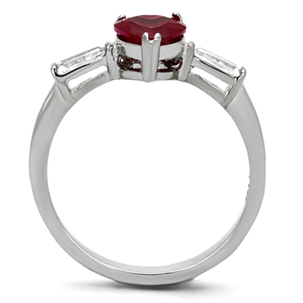 High polished (no plating) Stainless Steel Ring with AAA Grade CZ  in Ruby