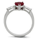 High polished (no plating) Stainless Steel Ring with AAA Grade CZ  in Ruby