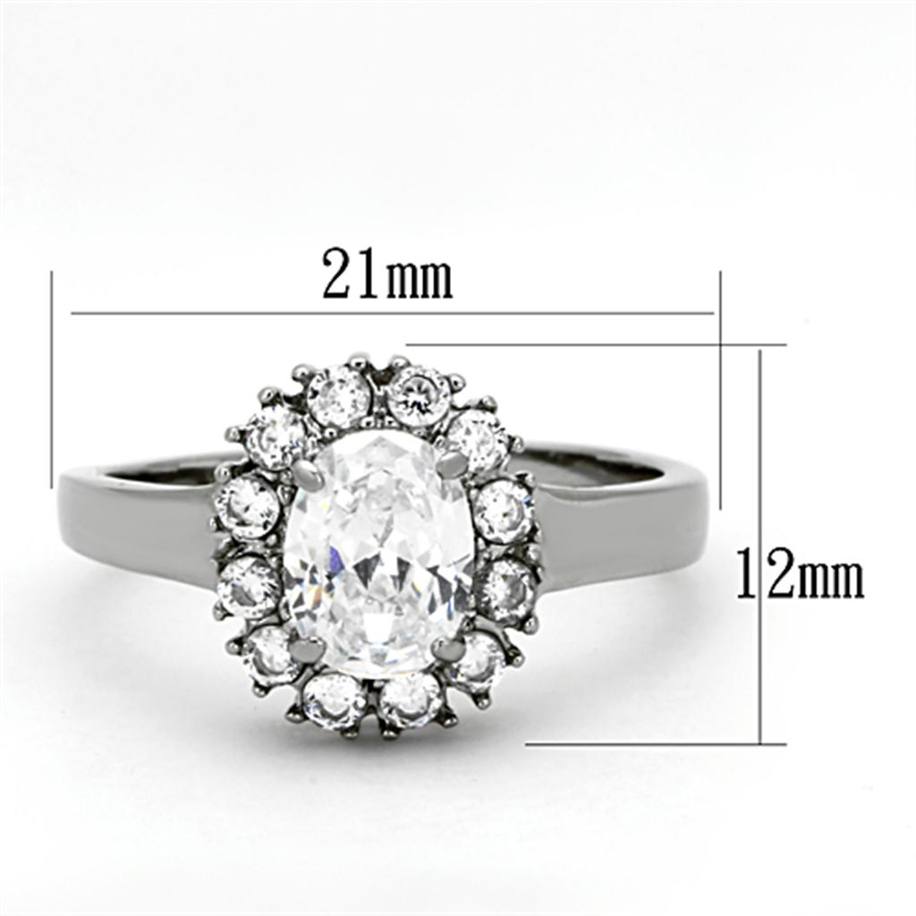 High polished (no plating) Stainless Steel Ring with AAA Grade CZ  in Clear