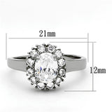 High polished (no plating) Stainless Steel Ring with AAA Grade CZ  in Clear