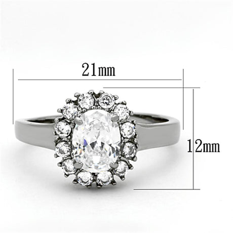 High polished (no plating) Stainless Steel Ring with AAA Grade CZ  in Clear