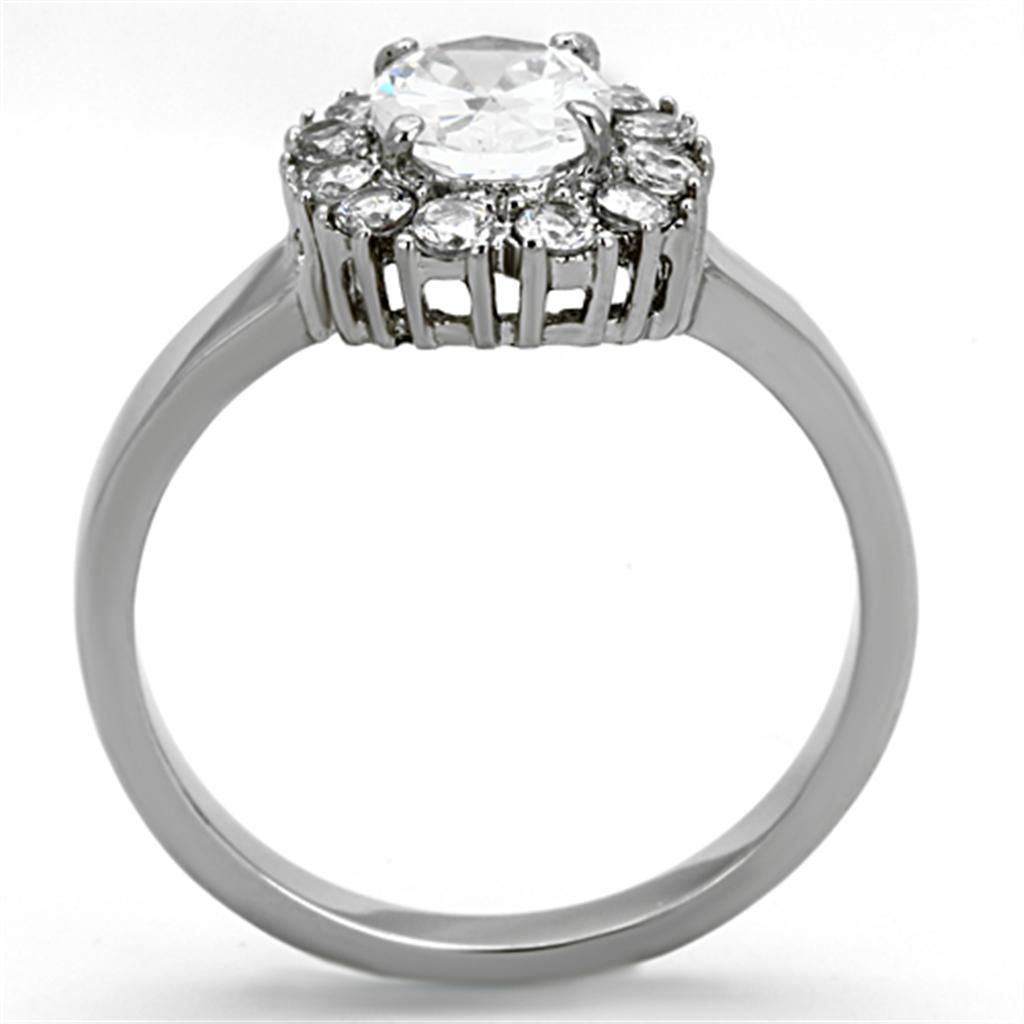 High polished (no plating) Stainless Steel Ring with AAA Grade CZ  in Clear