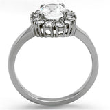 High polished (no plating) Stainless Steel Ring with AAA Grade CZ  in Clear