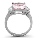 High polished (no plating) Stainless Steel Ring with AAA Grade CZ  in Rose