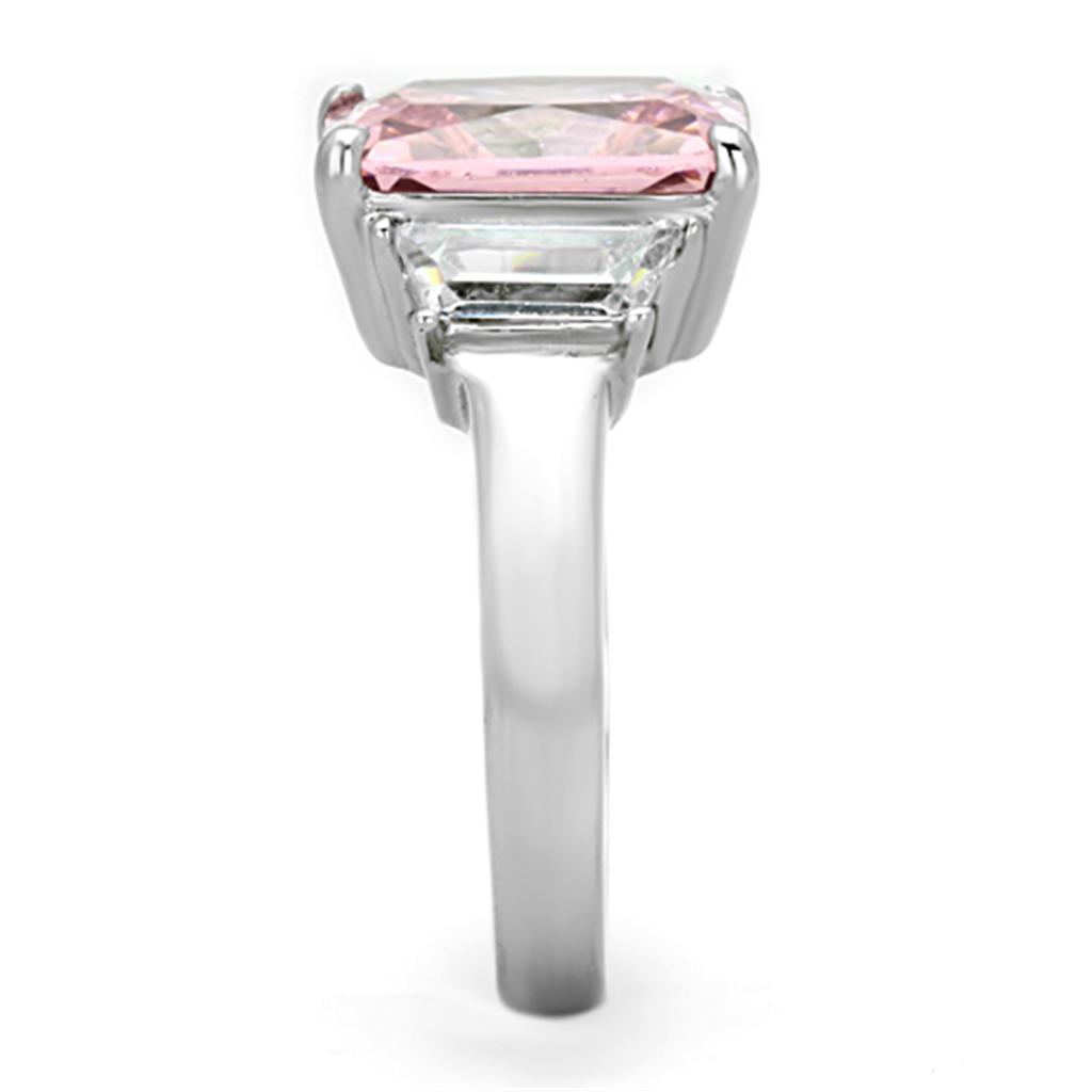 High polished (no plating) Stainless Steel Ring with AAA Grade CZ  in Rose