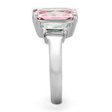 High polished (no plating) Stainless Steel Ring with AAA Grade CZ  in Rose