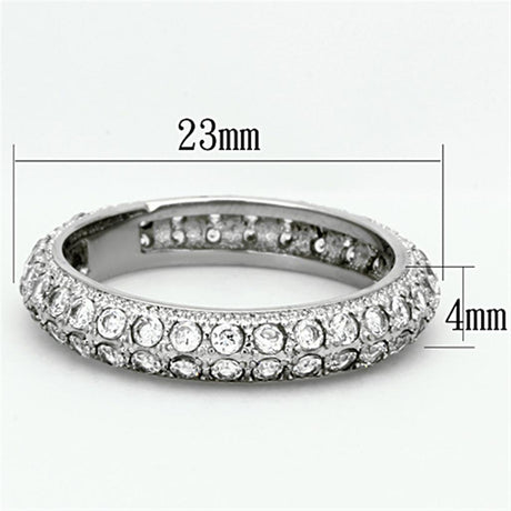 High polished (no plating) Stainless Steel Ring with AAA Grade CZ  in Clear