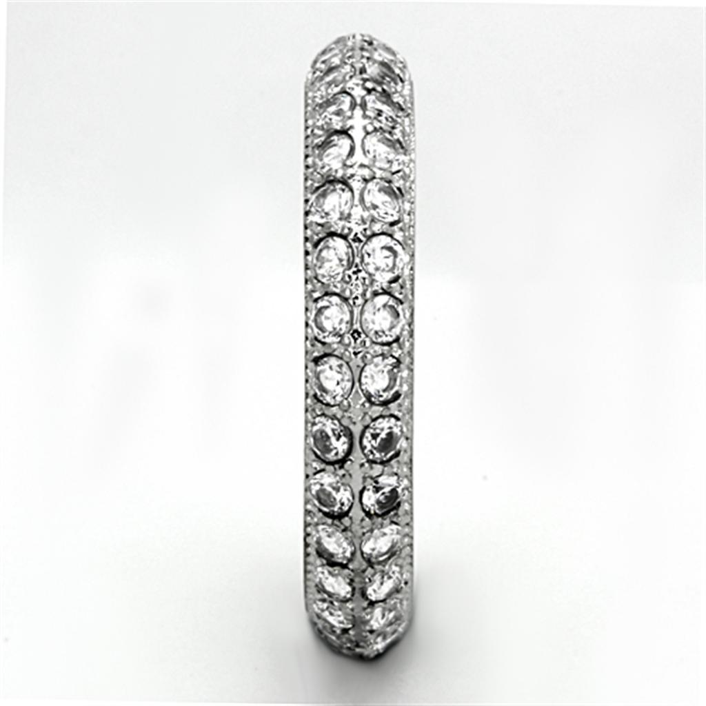 High polished (no plating) Stainless Steel Ring with AAA Grade CZ  in Clear