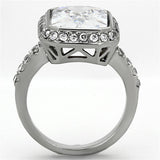 High polished (no plating) Stainless Steel Ring with AAA Grade CZ  in Clear