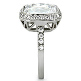 High polished (no plating) Stainless Steel Ring with AAA Grade CZ  in Clear