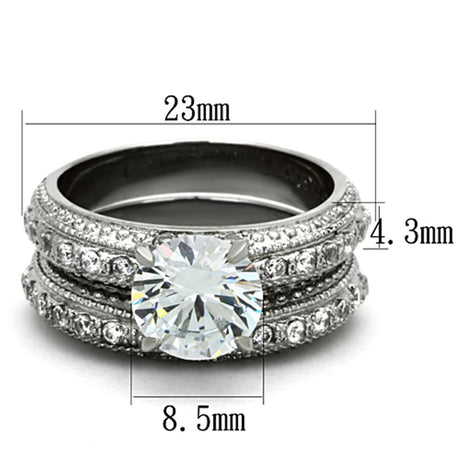 High polished (no plating) Stainless Steel Ring with AAA Grade CZ  in Clear
