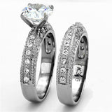 High polished (no plating) Stainless Steel Ring with AAA Grade CZ  in Clear