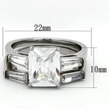 High polished (no plating) Stainless Steel Ring with AAA Grade CZ  in Clear