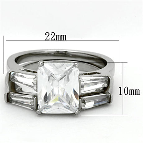 High polished (no plating) Stainless Steel Ring with AAA Grade CZ  in Clear