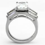 High polished (no plating) Stainless Steel Ring with AAA Grade CZ  in Clear