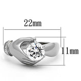 High polished (no plating) Stainless Steel Ring with AAA Grade CZ  in Clear