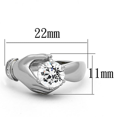 High polished (no plating) Stainless Steel Ring with AAA Grade CZ  in Clear