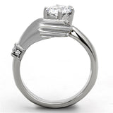 High polished (no plating) Stainless Steel Ring with AAA Grade CZ  in Clear