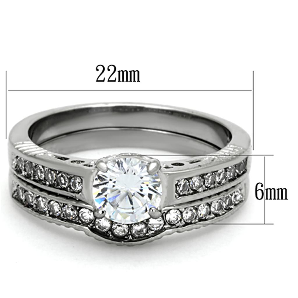 High polished (no plating) Stainless Steel Ring with AAA Grade CZ  in Clear