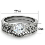High polished (no plating) Stainless Steel Ring with AAA Grade CZ  in Clear