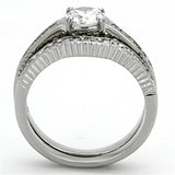 High polished (no plating) Stainless Steel Ring with AAA Grade CZ  in Clear