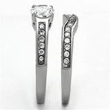High polished (no plating) Stainless Steel Ring with AAA Grade CZ  in Clear