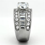 High polished (no plating) Stainless Steel Ring with AAA Grade CZ  in Clear
