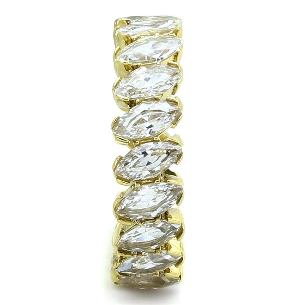 IP Gold(Ion Plating) Stainless Steel Ring with AAA Grade CZ  in Clear