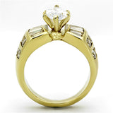 IP Gold(Ion Plating) Stainless Steel Ring with AAA Grade CZ  in Clear