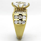 IP Gold(Ion Plating) Stainless Steel Ring with AAA Grade CZ  in Clear