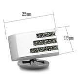 High polished (no plating) Stainless Steel Cufflink with Top Grade Crystal  in Black Diamond