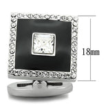 High polished (no plating) Stainless Steel Cufflink with Top Grade Crystal  in Clear