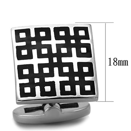 High polished (no plating) Stainless Steel Cufflink with Epoxy  in Jet
