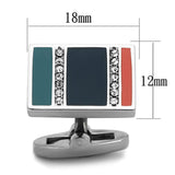 High polished (no plating) Stainless Steel Cufflink with Top Grade Crystal  in Clear