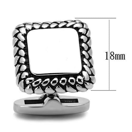 High polished (no plating) Stainless Steel Cufflink with Epoxy  in Jet