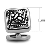 High polished (no plating) Stainless Steel Cufflink with Epoxy  in Jet
