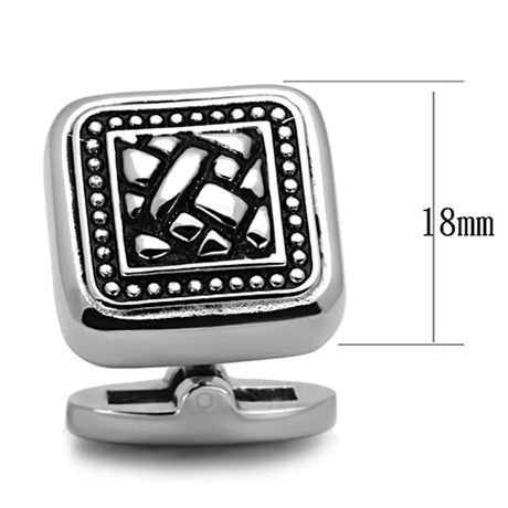 High polished (no plating) Stainless Steel Cufflink with Epoxy  in Jet