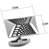 High polished (no plating) Stainless Steel Cufflink with Epoxy  in Jet