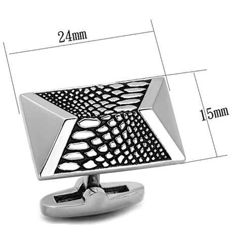 High polished (no plating) Stainless Steel Cufflink with Epoxy  in Jet