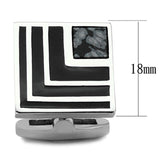 High polished (no plating) Stainless Steel Cufflink with Synthetic Onyx in Jet