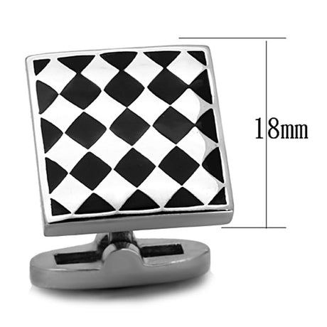 High polished (no plating) Stainless Steel Cufflink with Epoxy  in Jet