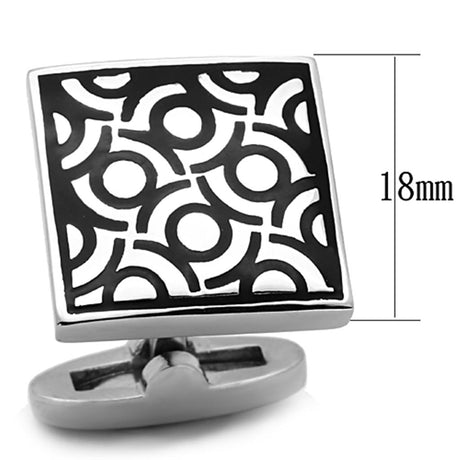 High polished (no plating) Stainless Steel Cufflink with Epoxy  in Jet