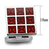 High polished (no plating) Stainless Steel Cufflink with Epoxy  in Garnet