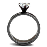 IP Light Black (IP Gun) & IP Dark Brown (IP coffee) Stainless Steel Ring with AAA Grade CZ  in Clear