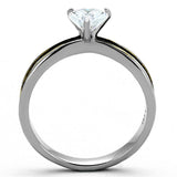 Two-Tone IP Gold (Ion Plating) Stainless Steel Ring with AAA Grade CZ  in Clear