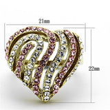 IP Gold(Ion Plating) Stainless Steel Ring with Top Grade Crystal  in Light Rose