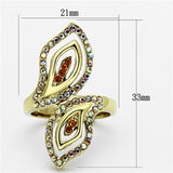 IP Gold(Ion Plating) Stainless Steel Ring with Top Grade Crystal  in Multi Color