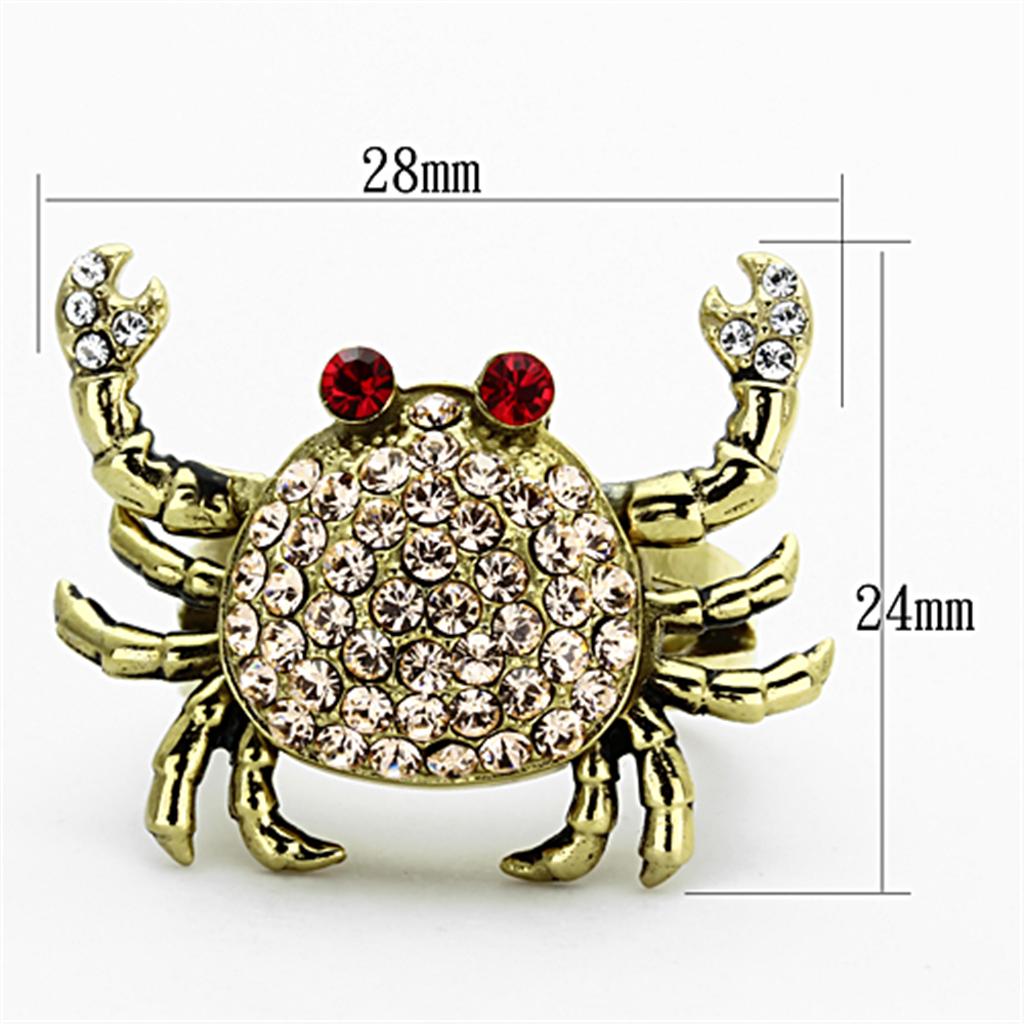 IP Gold(Ion Plating) Stainless Steel Ring with Top Grade Crystal  in Multi Color