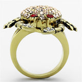 IP Gold(Ion Plating) Stainless Steel Ring with Top Grade Crystal  in Multi Color